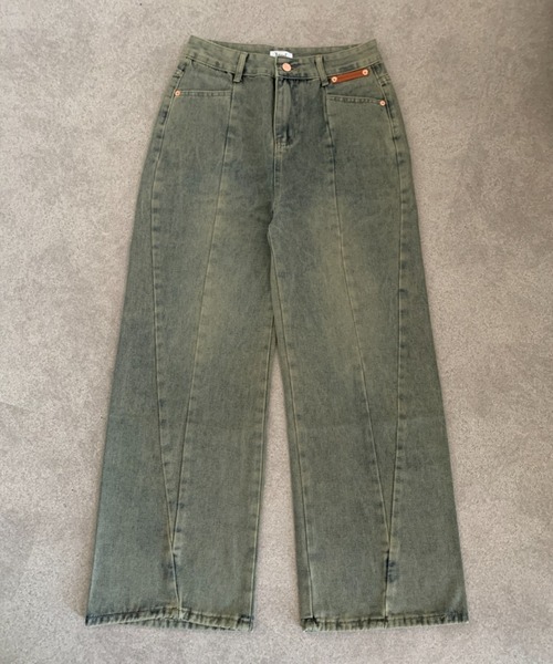 lilful(リルフル)の「ヴィンテージ加工 ブラスト バレルレッグ デニムワイドパンツ(デニムパンツ・レディース・ブルー・S/L/M)」の21枚目の写真