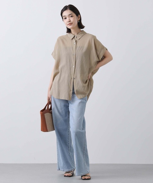 Gready Brilliant（グレディブリリアン）の「シアー後Ｖギャザーシャツ（シャツ/ブラウス・レディース・レッド/キャメル・FREE）」の6枚目の写真