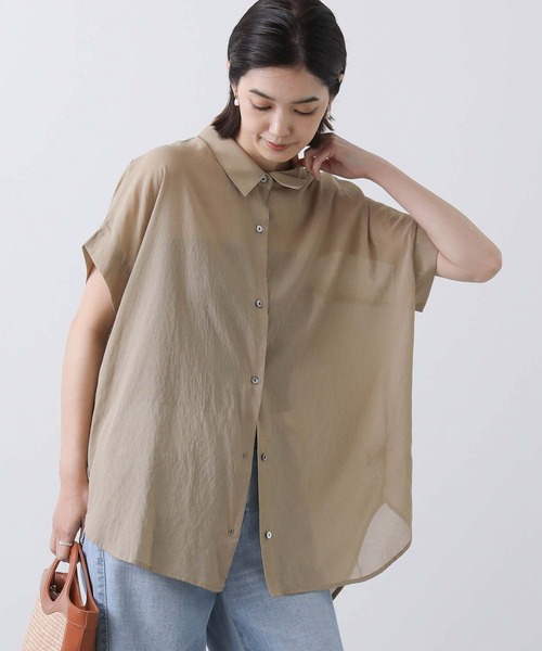 Gready Brilliant（グレディブリリアン）の「シアー後Ｖギャザーシャツ（シャツ/ブラウス・レディース・レッド/キャメル・FREE）」の12枚目の写真