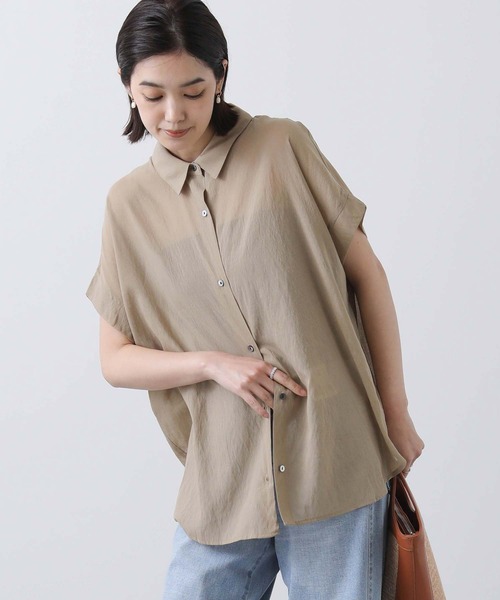 Gready Brilliant（グレディブリリアン）の「シアー後Ｖギャザーシャツ（シャツ/ブラウス・レディース・レッド/キャメル・FREE）」の15枚目の写真