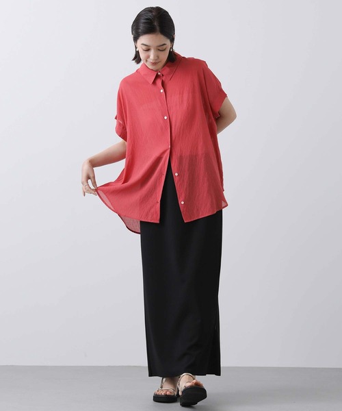 Gready Brilliant（グレディブリリアン）の「シアー後Ｖギャザーシャツ（シャツ/ブラウス・レディース・レッド/キャメル・FREE）」の18枚目の写真