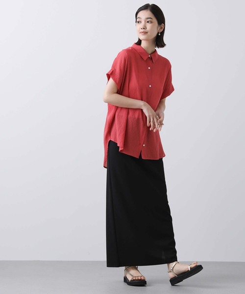 Gready Brilliant（グレディブリリアン）の「シアー後Ｖギャザーシャツ（シャツ/ブラウス・レディース・レッド/キャメル・FREE）」の19枚目の写真