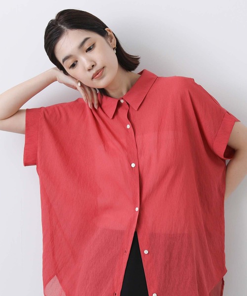 Gready Brilliant（グレディブリリアン）の「シアー後Ｖギャザーシャツ（シャツ/ブラウス・レディース・レッド/キャメル・FREE）」の22枚目の写真