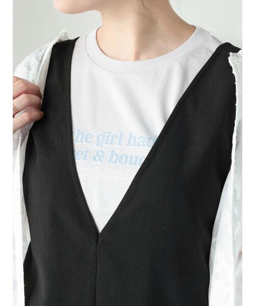 Te chichi TERRASSE（テチチテラス）の「【抗菌防臭】ロゴプリントノースリーブトップス（Tシャツ/カットソー・レディース・チャコールグレー/グレー/オフホワイト・F）」の3枚目の写真