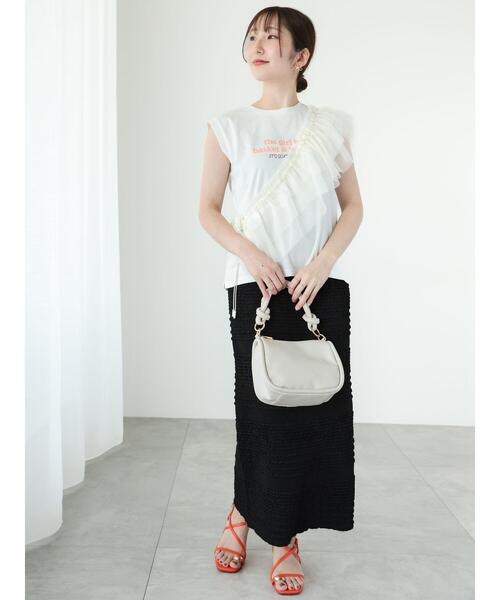 Te chichi TERRASSE（テチチテラス）の「【抗菌防臭】ロゴプリントノースリーブトップス（Tシャツ/カットソー・レディース・チャコールグレー/グレー/オフホワイト・F）」の22枚目の写真