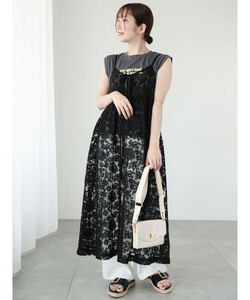 Te chichi TERRASSE（テチチテラス）の「【抗菌防臭】ロゴプリントノースリーブトップス（Tシャツ/カットソー・レディース・チャコールグレー/グレー/オフホワイト・F）」の18枚目の写真