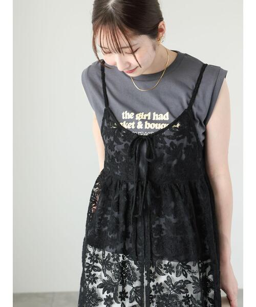 Te chichi TERRASSE（テチチテラス）の「【抗菌防臭】ロゴプリントノースリーブトップス（Tシャツ/カットソー・レディース・チャコールグレー/グレー/オフホワイト・F）」の16枚目の写真