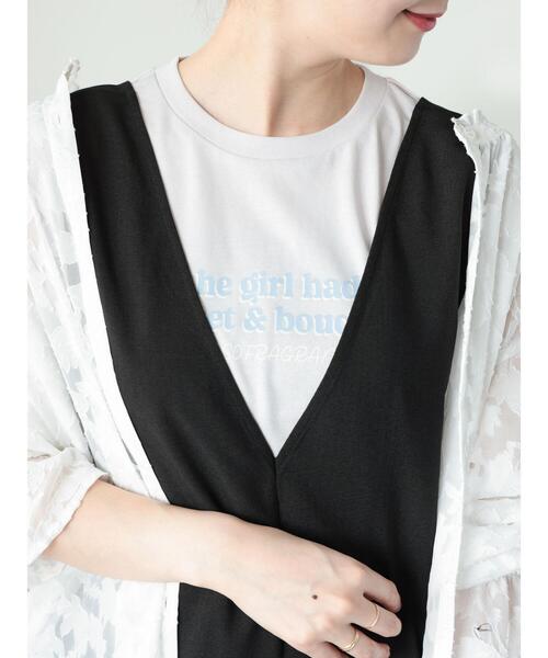 Te chichi TERRASSE（テチチテラス）の「【抗菌防臭】ロゴプリントノースリーブトップス（Tシャツ/カットソー・レディース・チャコールグレー/グレー/オフホワイト・F）」の13枚目の写真