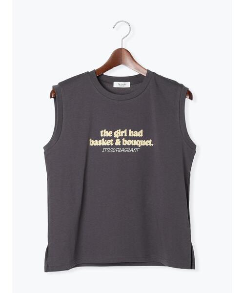 Te chichi TERRASSE（テチチテラス）の「【抗菌防臭】ロゴプリントノースリーブトップス（Tシャツ/カットソー・レディース・チャコールグレー/グレー/オフホワイト・F）」の11枚目の写真