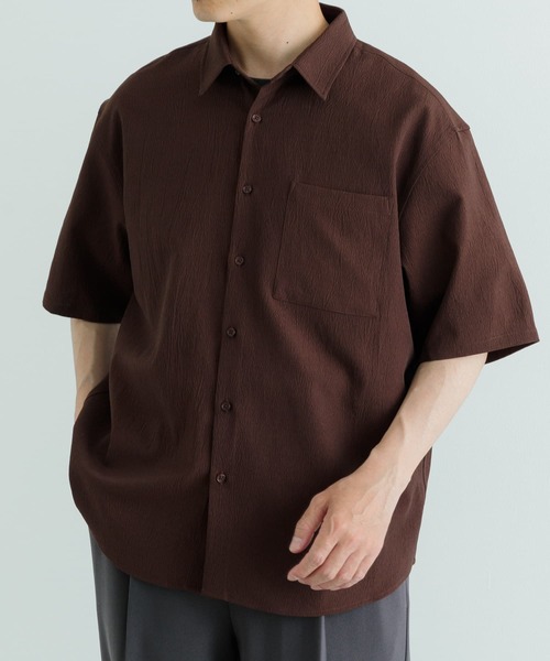 ITEMS URBANRESEARCH（アイテムズ アーバンリサーチ）の「『セットアップ対応』ヨウリュウ レギュラーカラー 半袖シャツ（シャツ/ブラウス・メンズ・ブラック/ネイビー/ブラウン・MEDIUM/LARGE）」の3枚目の写真