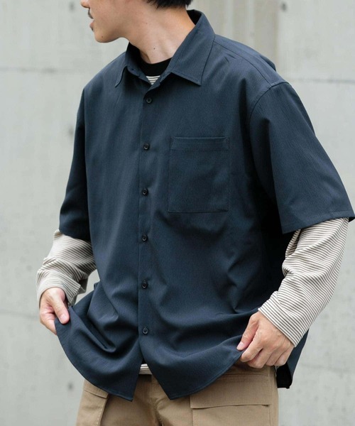 ITEMS URBANRESEARCH（アイテムズ アーバンリサーチ）の「『セットアップ対応』ヨウリュウ レギュラーカラー 半袖シャツ（シャツ/ブラウス・メンズ・ブラック/ネイビー/ブラウン・MEDIUM/LARGE）」の5枚目の写真