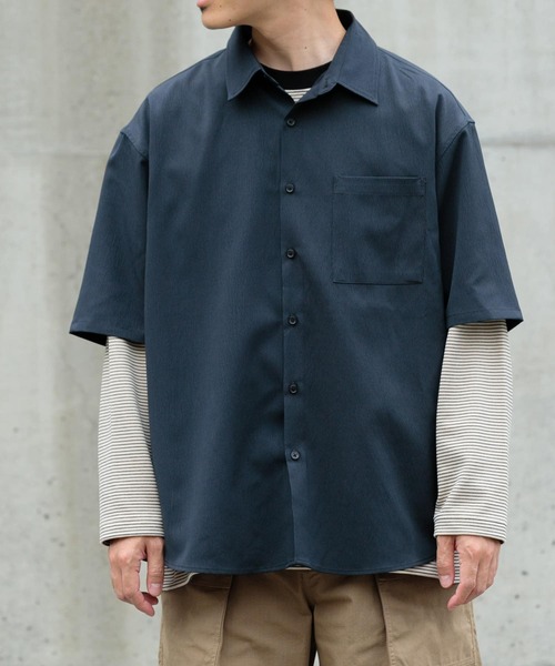 ITEMS URBANRESEARCH（アイテムズ アーバンリサーチ）の「『セットアップ対応』ヨウリュウ レギュラーカラー 半袖シャツ（シャツ/ブラウス・メンズ・ブラック/ネイビー/ブラウン・MEDIUM/LARGE）」の6枚目の写真