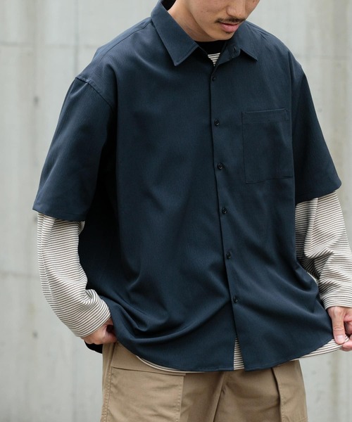 ITEMS URBANRESEARCH（アイテムズ アーバンリサーチ）の「『セットアップ対応』ヨウリュウ レギュラーカラー 半袖シャツ（シャツ/ブラウス・メンズ・ブラック/ネイビー/ブラウン・MEDIUM/LARGE）」の7枚目の写真