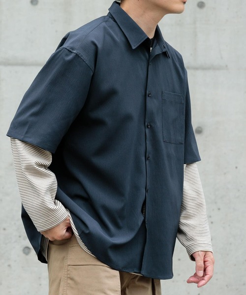 ITEMS URBANRESEARCH（アイテムズ アーバンリサーチ）の「『セットアップ対応』ヨウリュウ レギュラーカラー 半袖シャツ（シャツ/ブラウス・メンズ・ブラック/ネイビー/ブラウン・MEDIUM/LARGE）」の8枚目の写真