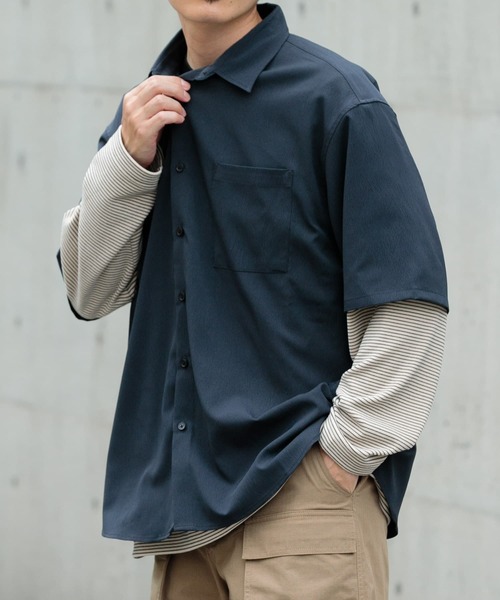 ITEMS URBANRESEARCH（アイテムズ アーバンリサーチ）の「『セットアップ対応』ヨウリュウ レギュラーカラー 半袖シャツ（シャツ/ブラウス・メンズ・ブラック/ネイビー/ブラウン・MEDIUM/LARGE）」の9枚目の写真