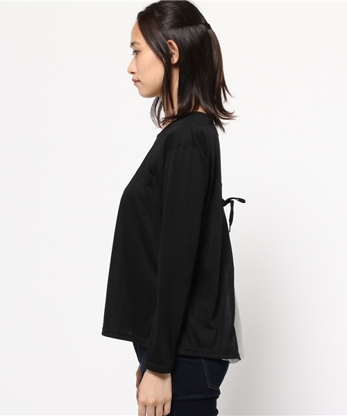 Denime(ドゥニーム)の「レースアップバックレイヤードカット(Tシャツ/カットソー・レディース・グレー/ブラック/カーキ・FREE)」の5枚目の写真