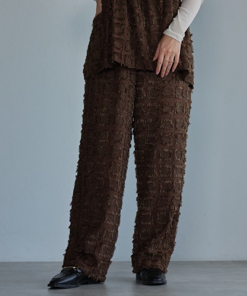 ap retro(アプレトロ)の「【セットアップ対応】フリンジ ジャガードイージーワイドパンツ《動画あり》(その他パンツ・レディース・ブラウン/グレー/ブラック/ベージュ/ブラック系その他・FREE)」の12枚目の写真