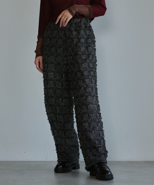 ap retro(アプレトロ)の「【セットアップ対応】フリンジ ジャガードイージーワイドパンツ《動画あり》(その他パンツ・レディース・ブラウン/グレー/ブラック/ベージュ/ブラック系その他・FREE)」の18枚目の写真