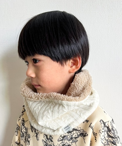 MAKE YOUR DAY（メイクユアデイ）の「リバーシブルネックウォーマー（ネックウォーマー/スヌード・キッズ・グレー/ブラック/アイボリー/ブラウン・FREE）」の4枚目の写真