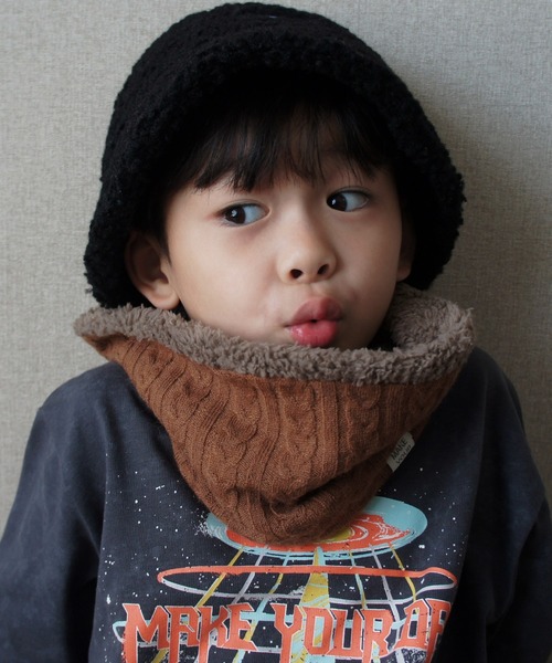 MAKE YOUR DAY（メイクユアデイ）の「リバーシブルネックウォーマー（ネックウォーマー/スヌード・キッズ・グレー/ブラック/アイボリー/ブラウン・FREE）」の3枚目の写真
