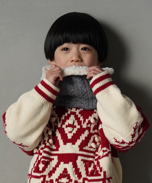 MAKE YOUR DAY（メイクユアデイ）の「リバーシブルネックウォーマー（ネックウォーマー/スヌード・キッズ・グレー/ブラック/アイボリー/ブラウン・FREE）」の2枚目の写真