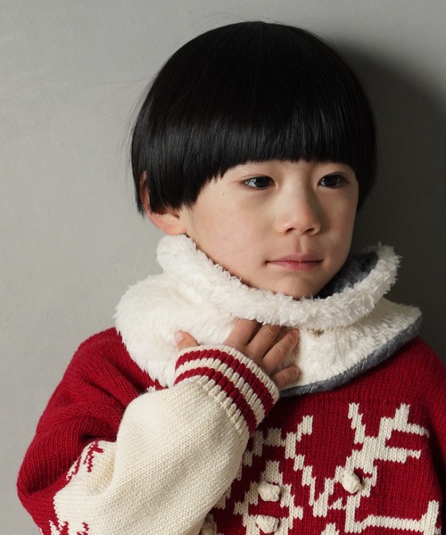 MAKE YOUR DAY（メイクユアデイ）の「リバーシブルネックウォーマー（ネックウォーマー/スヌード・キッズ・グレー/ブラック/アイボリー/ブラウン・FREE）」の6枚目の写真