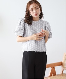 チューリップスリーブジャガードブラウス