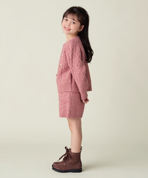 BEAMS mini（ビームスミニ）の「ポップコーン ケーブルニット 2024FW（90～150cm）（ニット/セーター・キッズ・ホワイト系その他5/ピンク・90/100/110/120/130/140/150）」の8枚目の写真