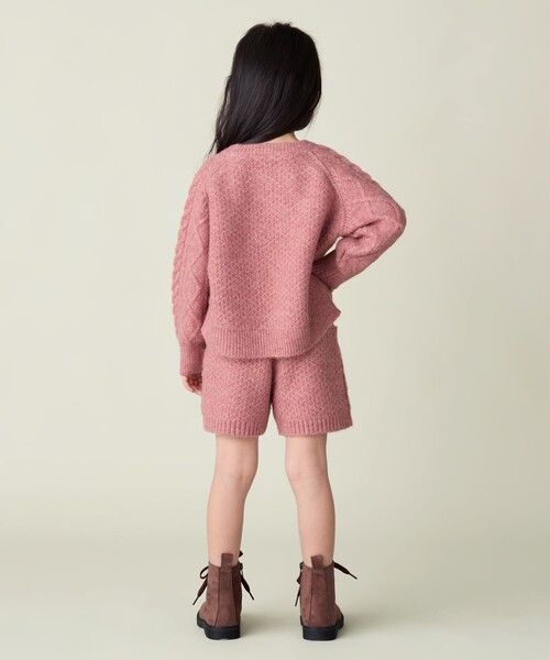 BEAMS mini（ビームスミニ）の「ポップコーン ケーブルニット 2024FW（90～150cm）（ニット/セーター・キッズ・ホワイト系その他5/ピンク・90/100/110/120/130/140/150）」の7枚目の写真