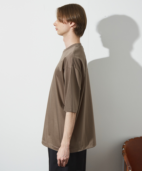 ABAHOUSE(アバハウス)の「【ドローコード】Wシルケット ドレープ Tシャツ / オーバーサイズ(Tシャツ/カットソー・メンズ・ブラック/ホワイト/モカ/レモンイエロー・46/48)」の8枚目の写真
