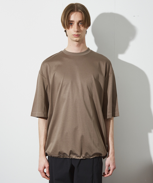 ABAHOUSE(アバハウス)の「【ドローコード】Wシルケット ドレープ Tシャツ / オーバーサイズ(Tシャツ/カットソー・メンズ・ブラック/ホワイト/モカ/レモンイエロー・46/48)」の14枚目の写真