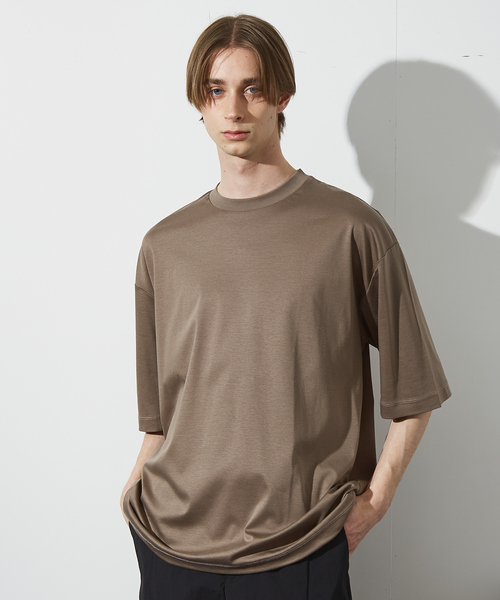 ABAHOUSE(アバハウス)の「【ドローコード】Wシルケット ドレープ Tシャツ / オーバーサイズ(Tシャツ/カットソー・メンズ・ブラック/ホワイト/モカ/レモンイエロー・46/48)」の17枚目の写真