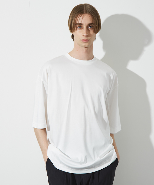 ABAHOUSE(アバハウス)の「【ドローコード】Wシルケット ドレープ Tシャツ / オーバーサイズ(Tシャツ/カットソー・メンズ・ブラック/ホワイト/モカ/レモンイエロー・46/48)」の19枚目の写真