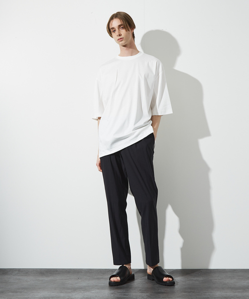 ABAHOUSE(アバハウス)の「【ドローコード】Wシルケット ドレープ Tシャツ / オーバーサイズ(Tシャツ/カットソー・メンズ・ブラック/ホワイト/モカ/レモンイエロー・46/48)」の20枚目の写真