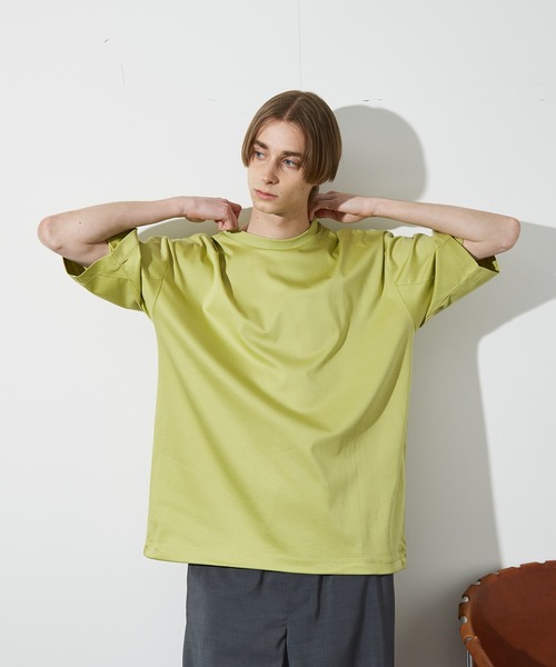ABAHOUSE(アバハウス)の「【ドローコード】Wシルケット ドレープ Tシャツ / オーバーサイズ(Tシャツ/カットソー・メンズ・ブラック/ホワイト/モカ/レモンイエロー・46/48)」の4枚目の写真
