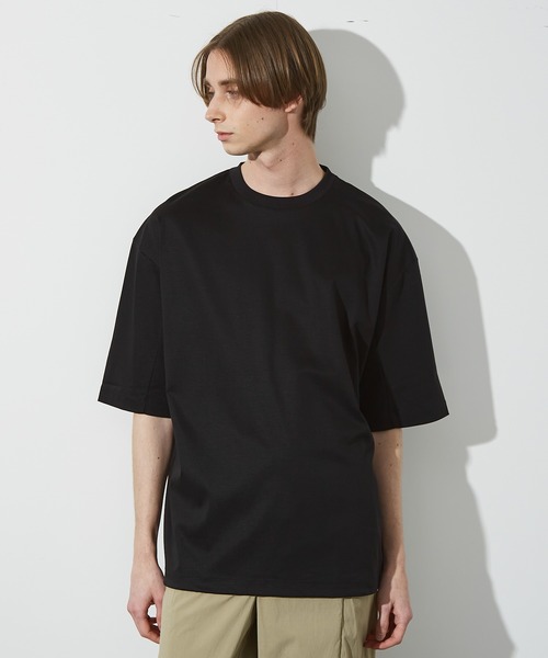 ABAHOUSE(アバハウス)の「【ドローコード】Wシルケット ドレープ Tシャツ / オーバーサイズ(Tシャツ/カットソー・メンズ・ブラック/ホワイト/モカ/レモンイエロー・46/48)」の3枚目の写真