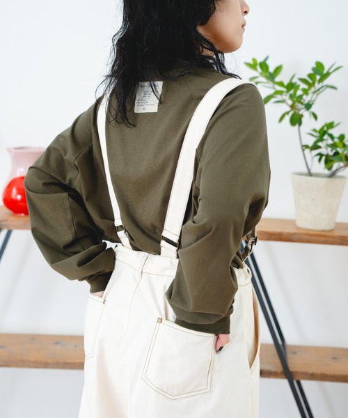 eLur（エラー）の「サスペンダー付きパラシュートパンツ（カーゴパンツ・レディース・ピンク/ダークブラウン/アイボリー/カーキ/ブルー・FREE）」の8枚目の写真