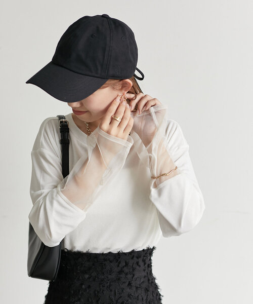 Thevon(ゼボン)の「袖先シアーボートネックプルオーバー(Tシャツ/カットソー・レディース・グレー/オフホワイト/ブラック/ベージュ/グリーン系その他・FREE)」の10枚目の写真