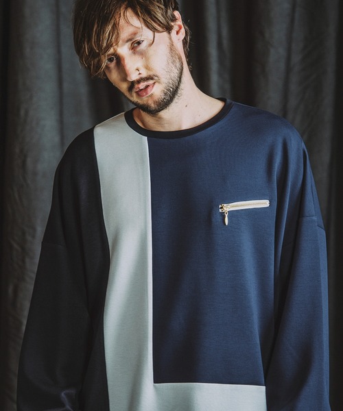 NO ID.（ノーアイディ）の「【NO ID.】Changing Zip Crew-Neck Pullover / チェンジング ジップ クルーネック プルオーバー（Tシャツ/カットソー・メンズ・ネイビー/アイボリー/ブラック・ONE SIZE）」の3枚目の写真