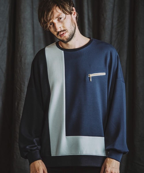 NO ID.（ノーアイディ）の「【NO ID.】Changing Zip Crew-Neck Pullover / チェンジング ジップ クルーネック プルオーバー（Tシャツ/カットソー・メンズ・ネイビー/アイボリー/ブラック・ONE SIZE）」の4枚目の写真