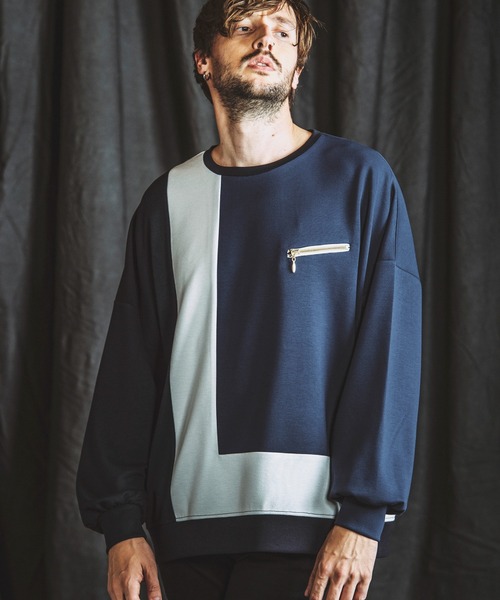 NO ID.（ノーアイディ）の「【NO ID.】Changing Zip Crew-Neck Pullover / チェンジング ジップ クルーネック プルオーバー（Tシャツ/カットソー・メンズ・ネイビー/アイボリー/ブラック・ONE SIZE）」の5枚目の写真