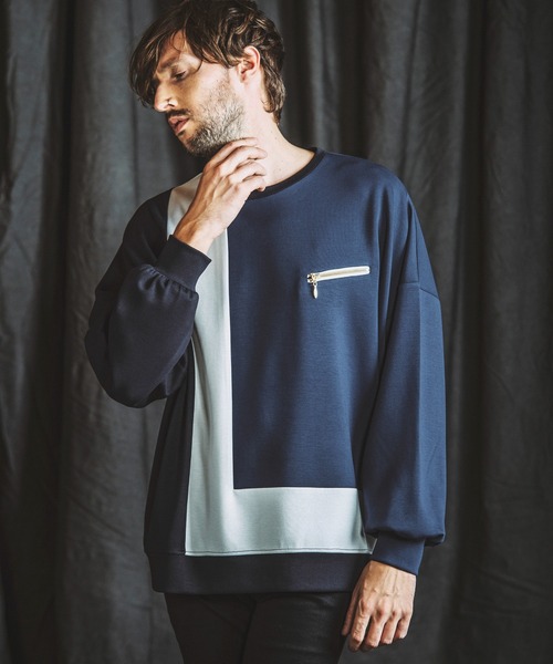 NO ID.（ノーアイディ）の「【NO ID.】Changing Zip Crew-Neck Pullover / チェンジング ジップ クルーネック プルオーバー（Tシャツ/カットソー・メンズ・ネイビー/アイボリー/ブラック・ONE SIZE）」の6枚目の写真