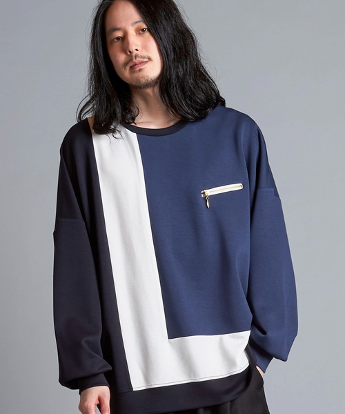 NO ID.（ノーアイディ）の「【NO ID.】Changing Zip Crew-Neck Pullover / チェンジング ジップ クルーネック プルオーバー（Tシャツ/カットソー・メンズ・ネイビー/アイボリー/ブラック・ONE SIZE）」の9枚目の写真