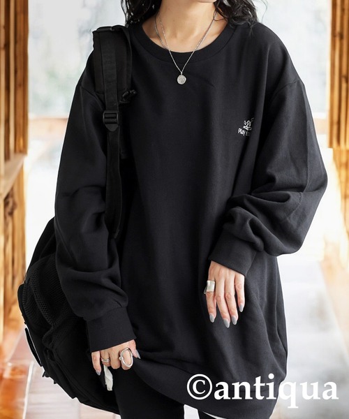 刺繍裏毛長袖プルオーバー（スウェット）｜antiqua（アンティカ）