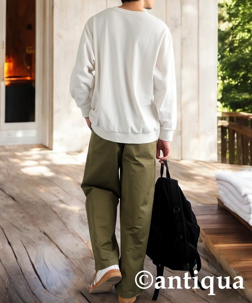 刺繍裏毛長袖プルオーバー（スウェット）｜antiqua（アンティカ）