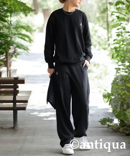 刺繍裏毛長袖プルオーバー（スウェット）｜antiqua（アンティカ）