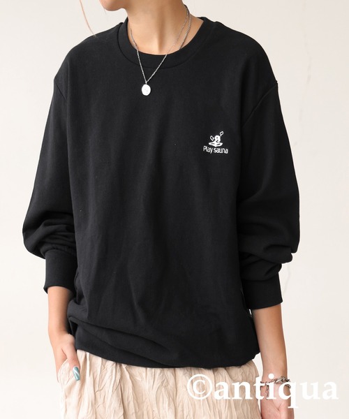 刺繍裏毛長袖プルオーバー（スウェット）｜antiqua（アンティカ）