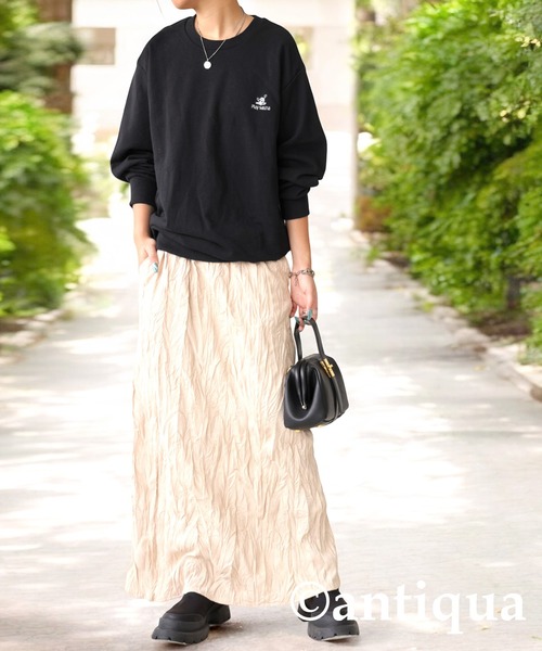 刺繍裏毛長袖プルオーバー（スウェット）｜antiqua（アンティカ）