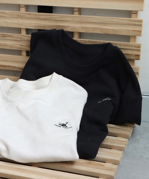 刺繍裏毛長袖プルオーバー（スウェット）｜antiqua（アンティカ）