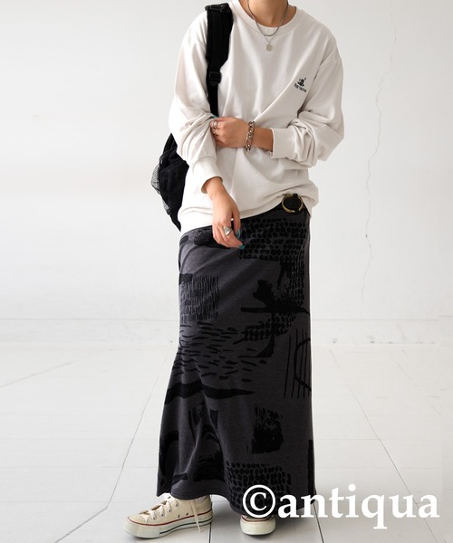 刺繍裏毛長袖プルオーバー（スウェット）｜antiqua（アンティカ）